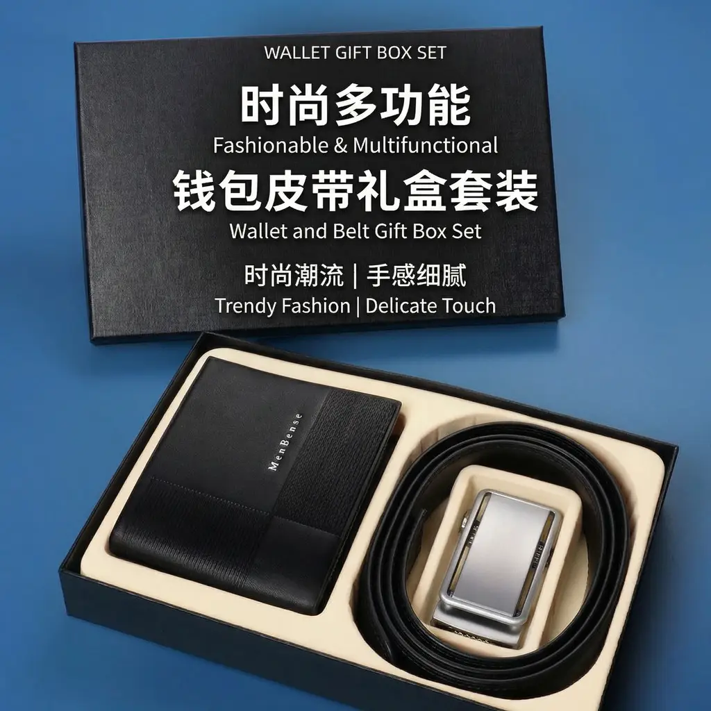 Men's Automatic Buckle Belt Wallet Gift Box — feature 1