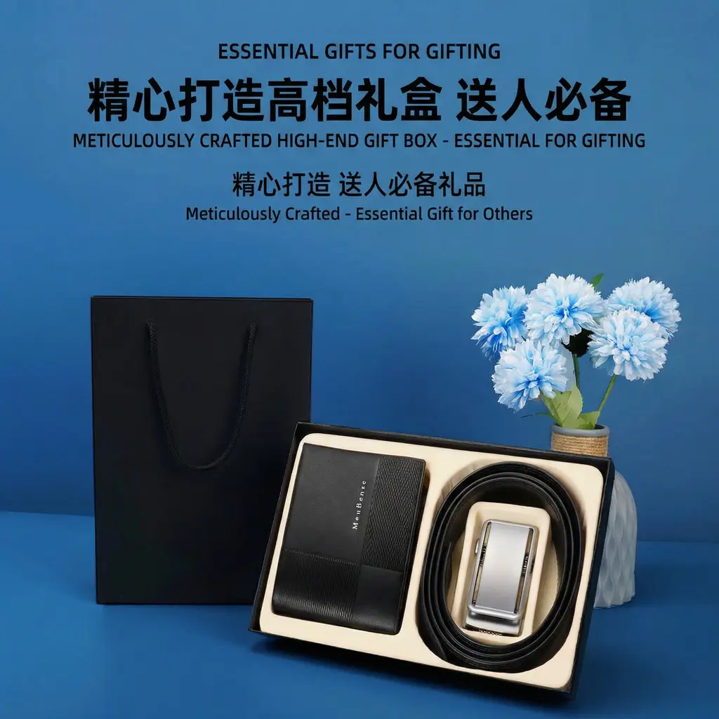 Men's Automatic Buckle Belt Wallet Gift Box — feature 2