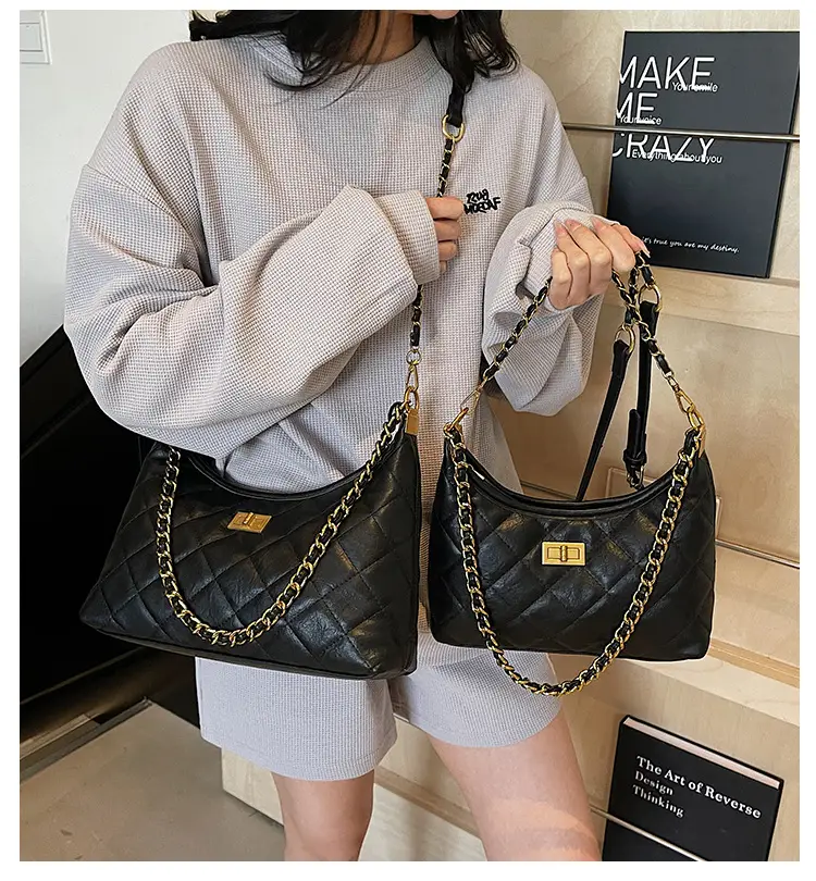 Vintage Rhombic Chain Tote Bag Women 2025 New Commute — feature 2