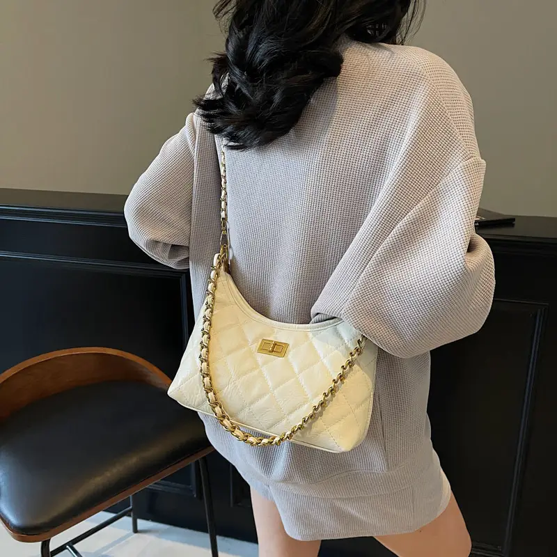 Vintage Rhombic Chain Tote Bag Women 2025 New Commute - Image 2