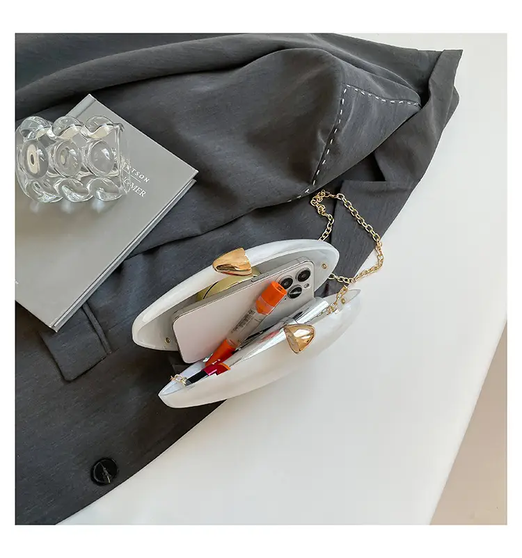 Oval Gold Acrylic Evening Bag for Women — feature 10
