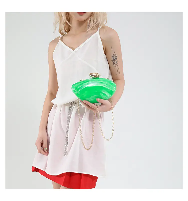 Oval Gold Acrylic Evening Bag for Women — feature 12