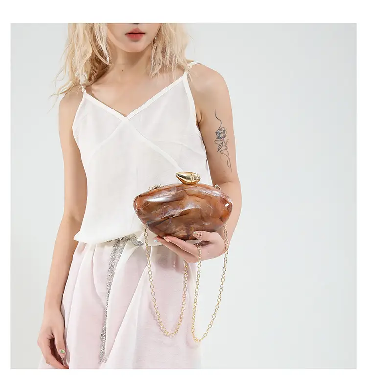 Oval Gold Acrylic Evening Bag for Women — feature 13