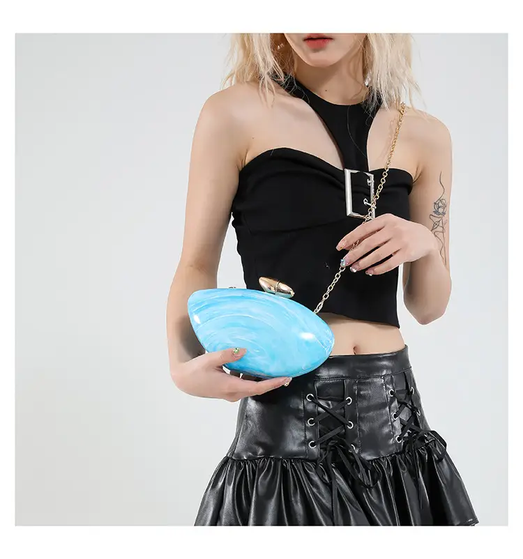 Oval Gold Acrylic Evening Bag for Women — feature 19