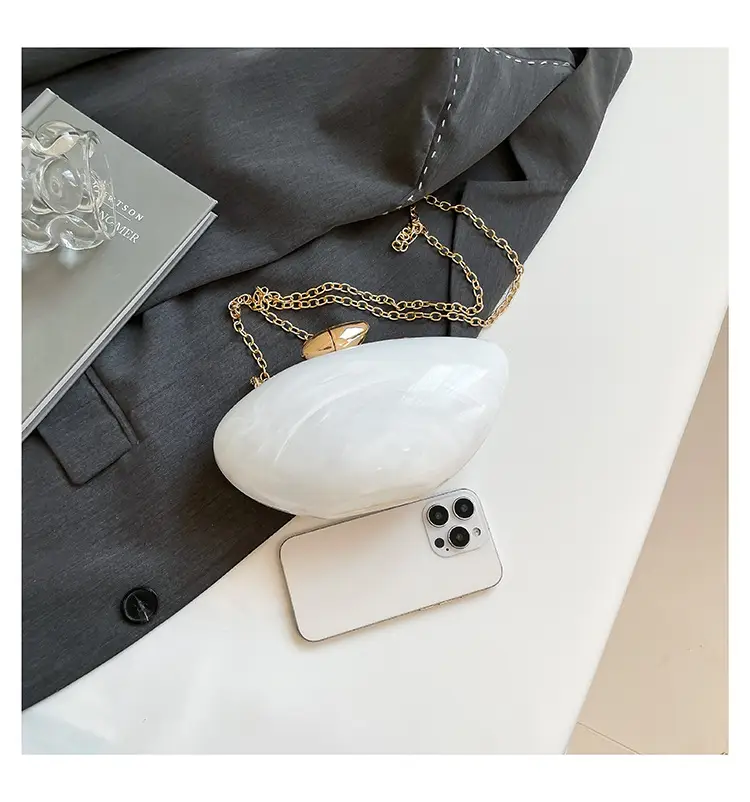 Oval Gold Acrylic Evening Bag for Women — feature 3