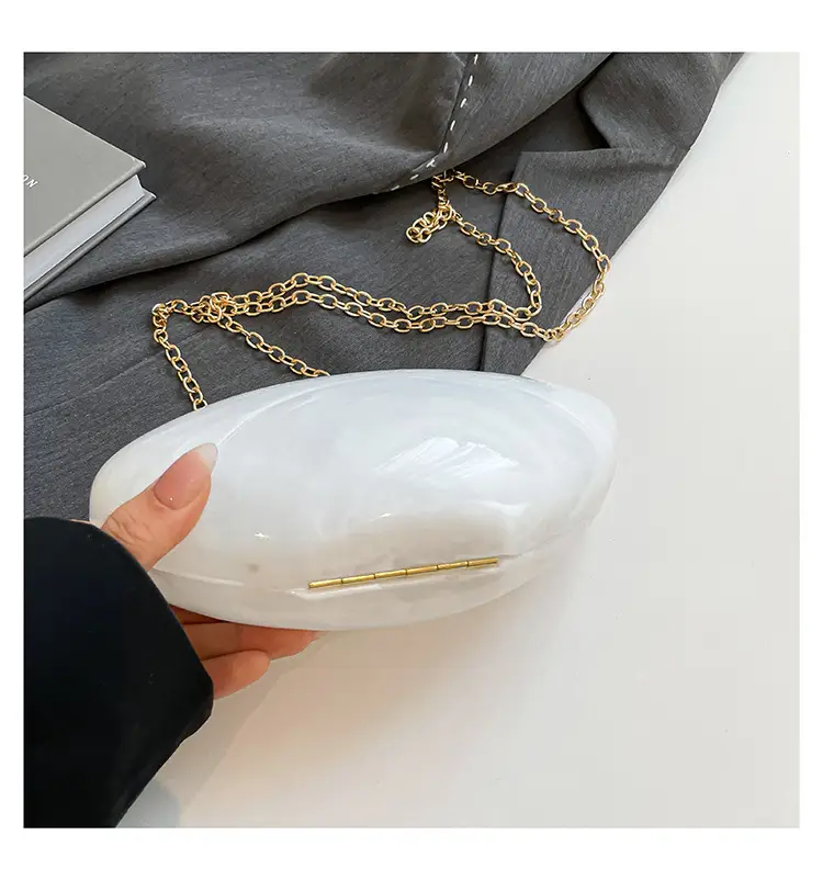 Oval Gold Acrylic Evening Bag for Women — feature 5