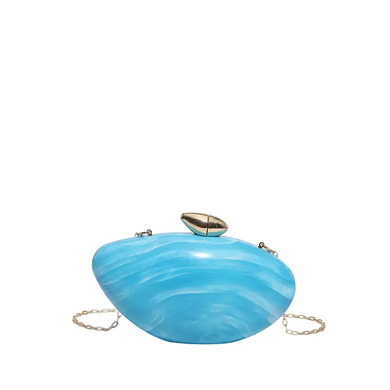 Oval Gold Acrylic Evening Bag for Women - Image 13
