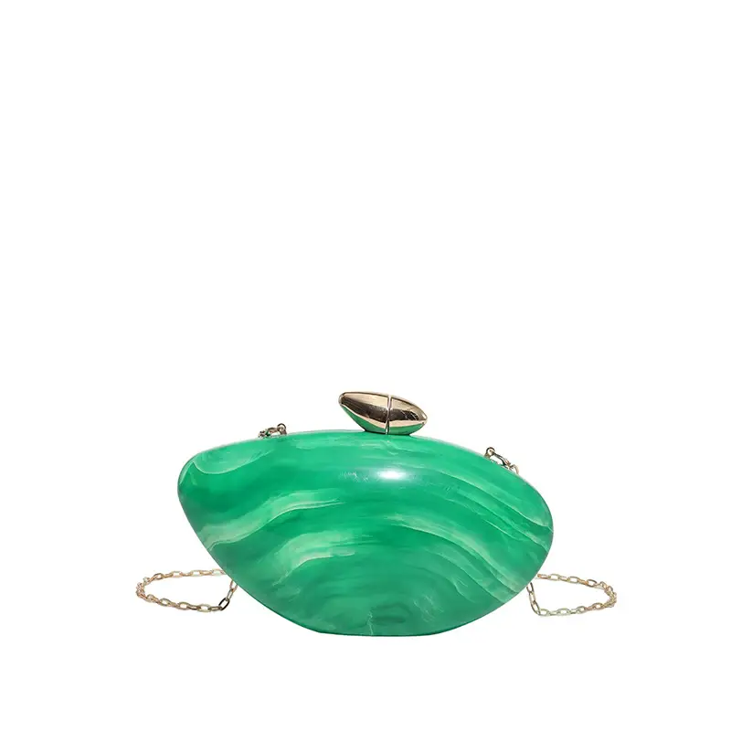 Oval Gold Acrylic Evening Bag for Women - Image 14