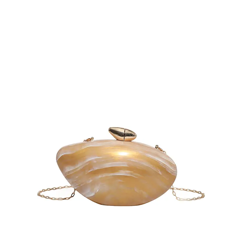 Oval Gold Acrylic Evening Bag for Women - Image 15