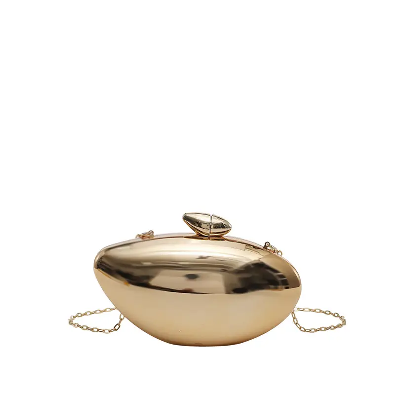 Oval Gold Acrylic Evening Bag for Women - Image 3