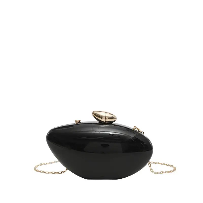 Oval Gold Acrylic Evening Bag for Women - Image 4