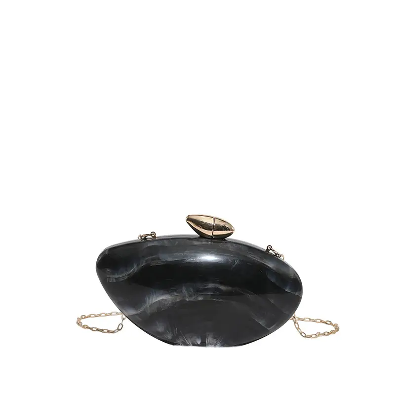 Oval Gold Acrylic Evening Bag for Women - Image 8