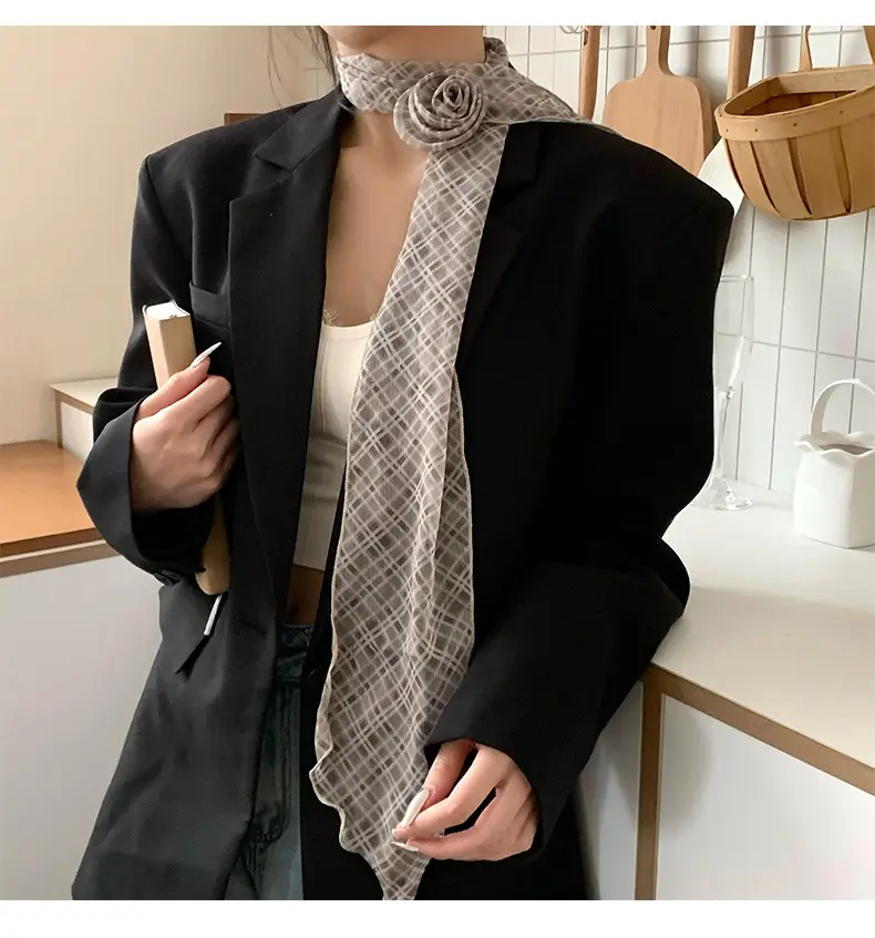 Black Polka Dot Silk Scarf for Women — feature 10
