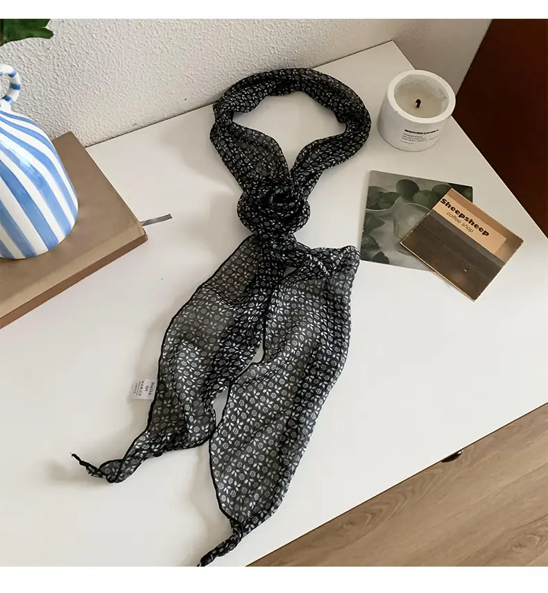 Black Polka Dot Silk Scarf for Women — feature 11