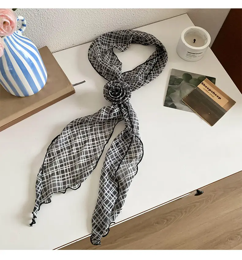 Black Polka Dot Silk Scarf for Women — feature 12
