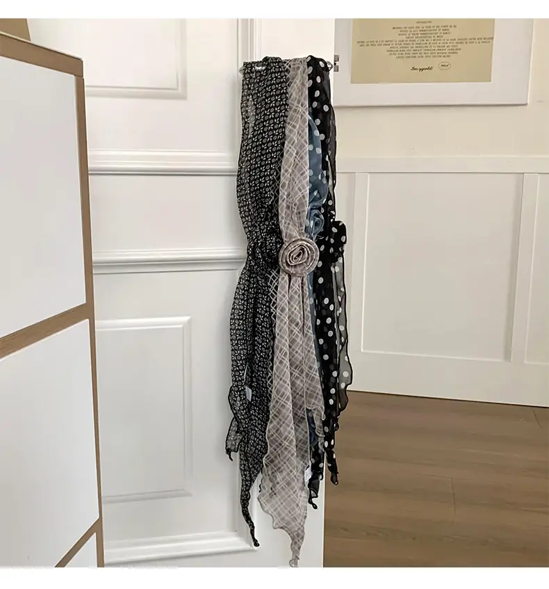 Black Polka Dot Silk Scarf for Women — feature 14