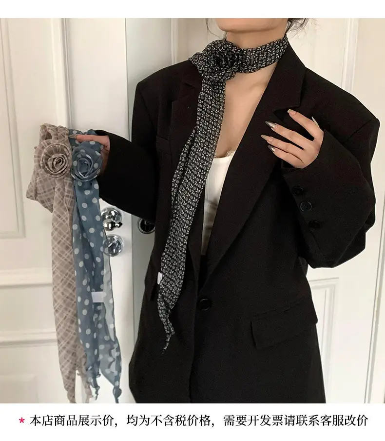 Black Polka Dot Silk Scarf for Women — feature 15