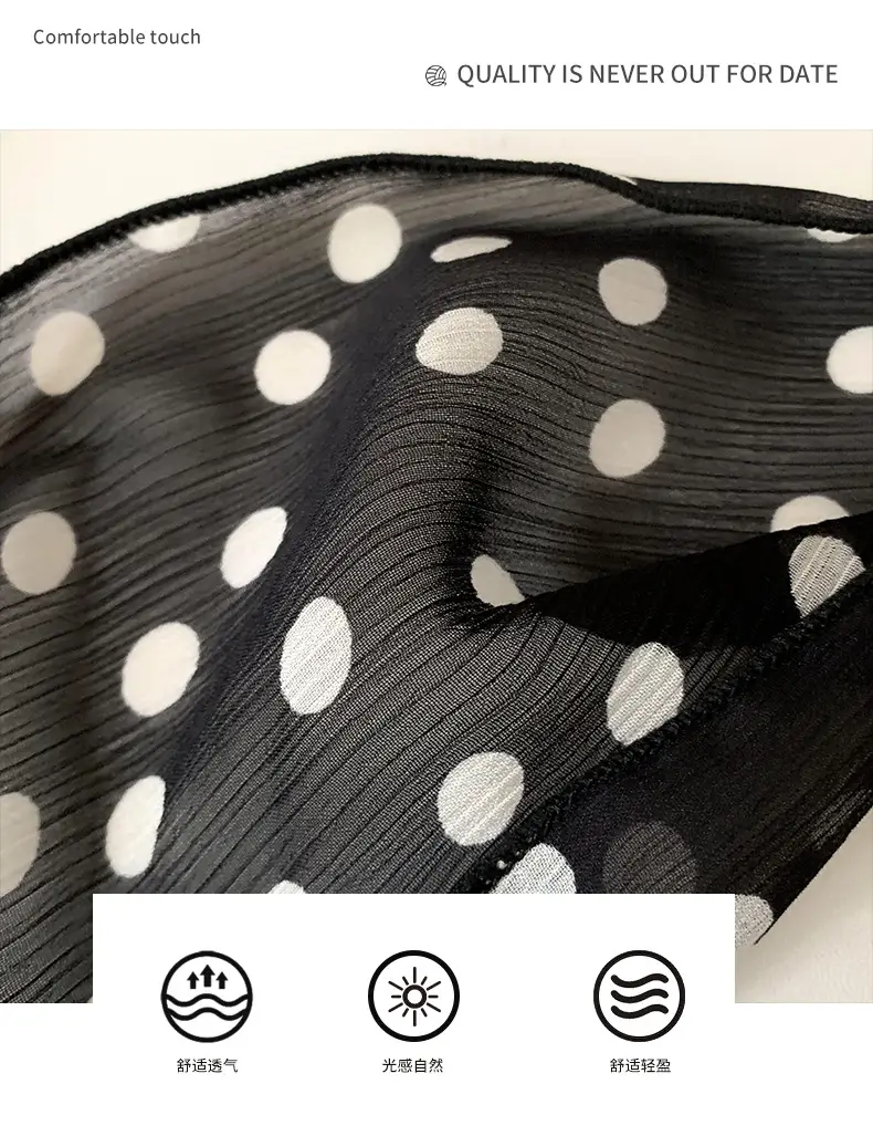 Black Polka Dot Silk Scarf for Women — feature 2