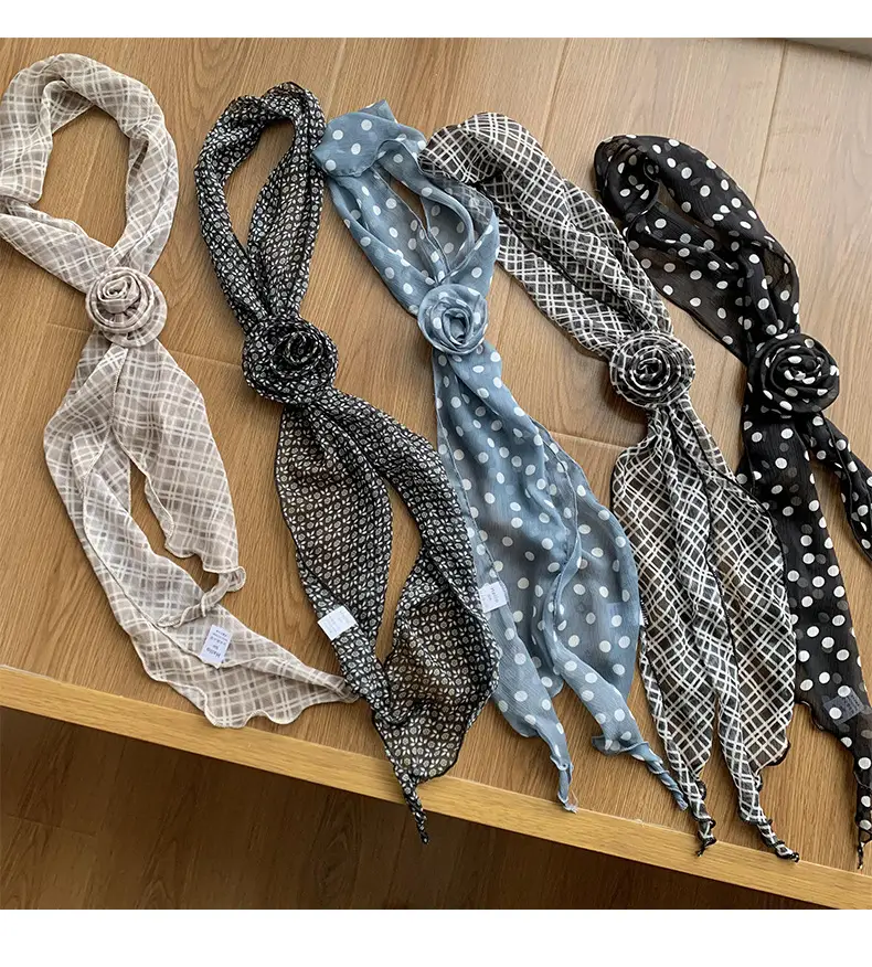 Black Polka Dot Silk Scarf for Women — feature 4