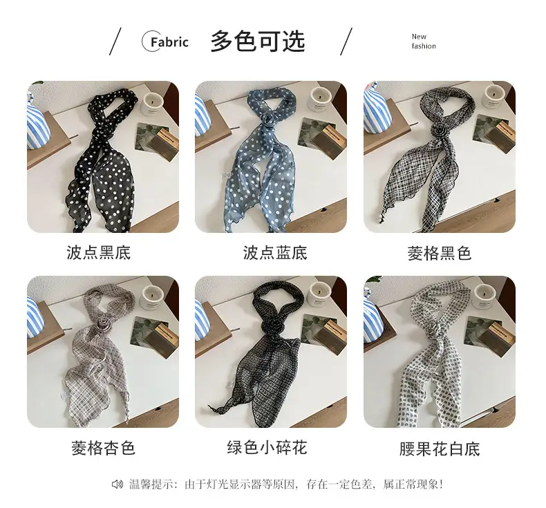 Black Polka Dot Silk Scarf for Women — feature 5