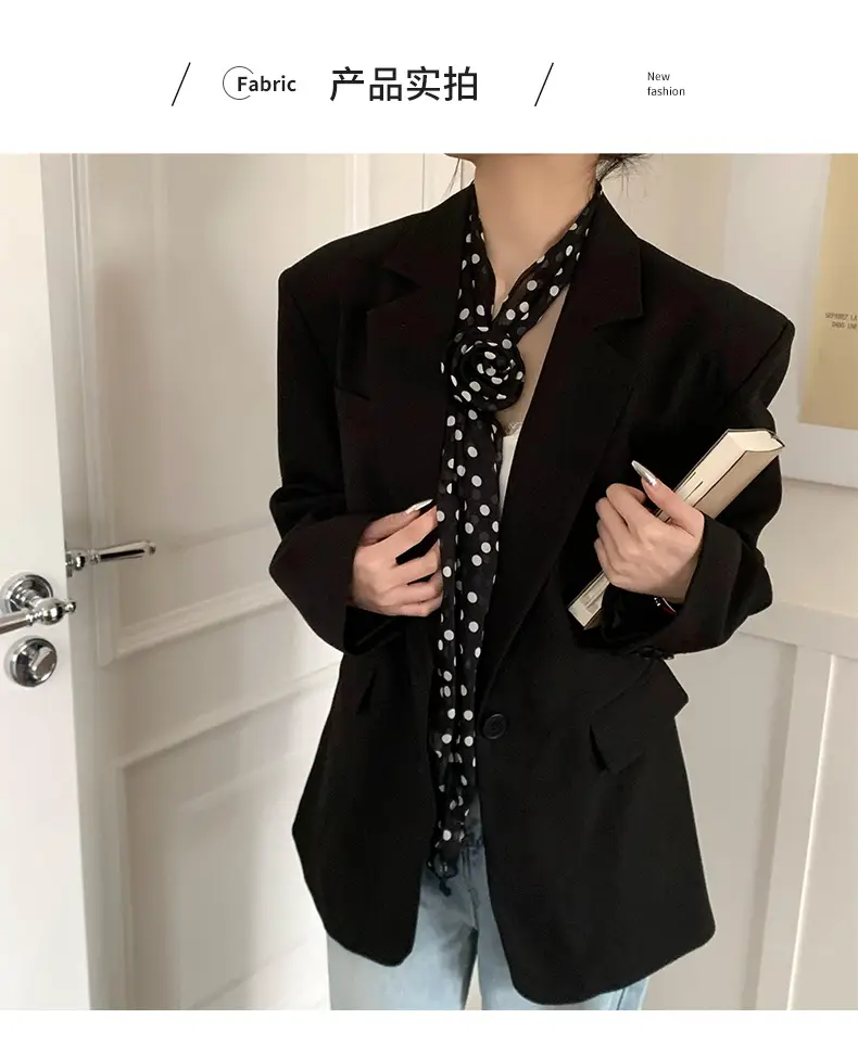 Black Polka Dot Silk Scarf for Women — feature 6