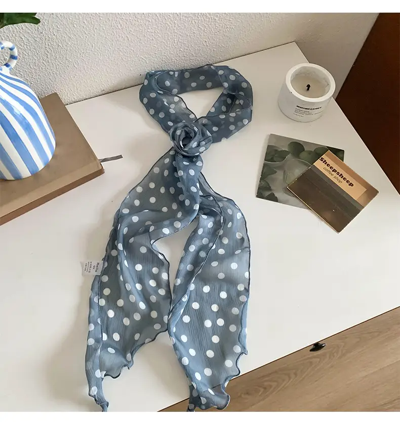 Black Polka Dot Silk Scarf for Women — feature 8