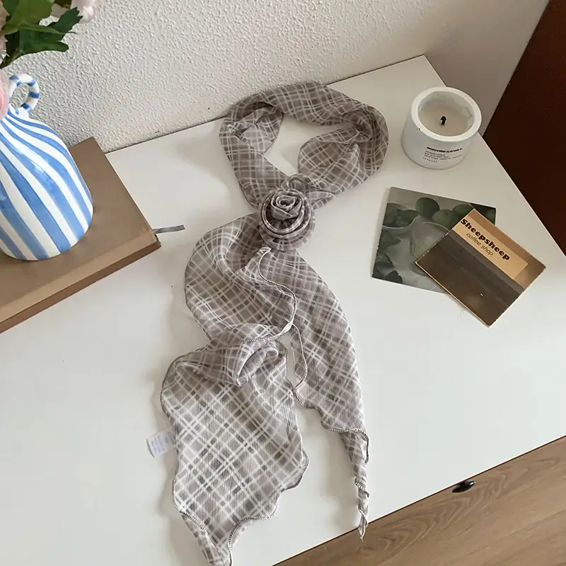 Black Polka Dot Silk Scarf for Women - Image 4