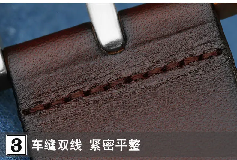 Men's Black Leather Belt with Silver Buckle 3.5cm — feature 17