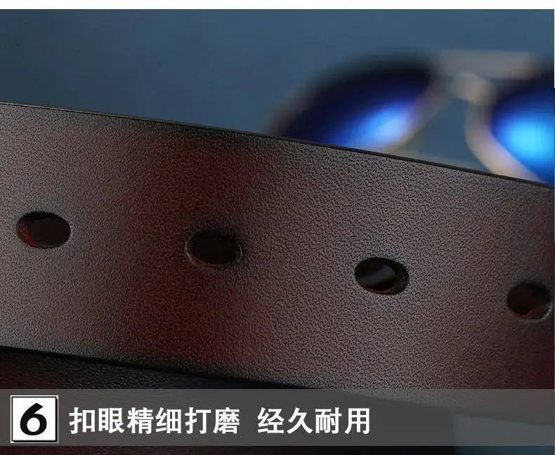 Men's Black Leather Belt with Silver Buckle 3.5cm — feature 20