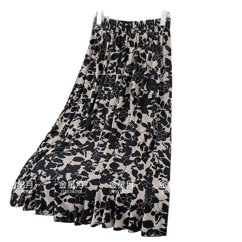 83cm Elastic Waist Draped Ice Silk Skirt for Women - Image 20