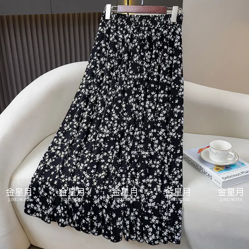 83cm Elastic Waist Draped Ice Silk Skirt for Women - Image 10