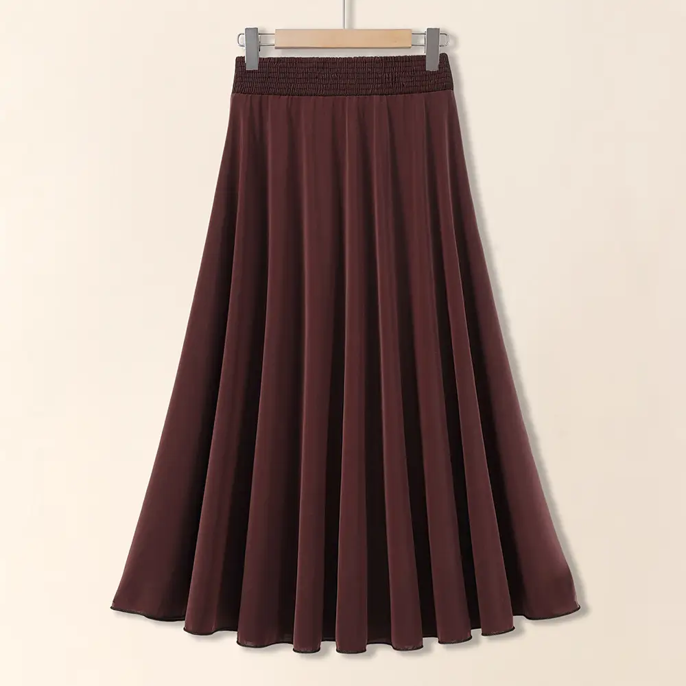 83cm Elastic Waist Draped Ice Silk Skirt for Women - Image 13