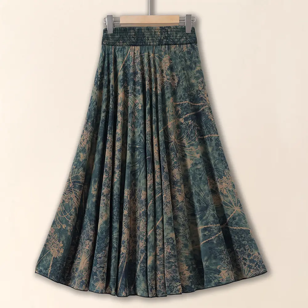 83cm Elastic Waist Draped Ice Silk Skirt for Women - Image 16