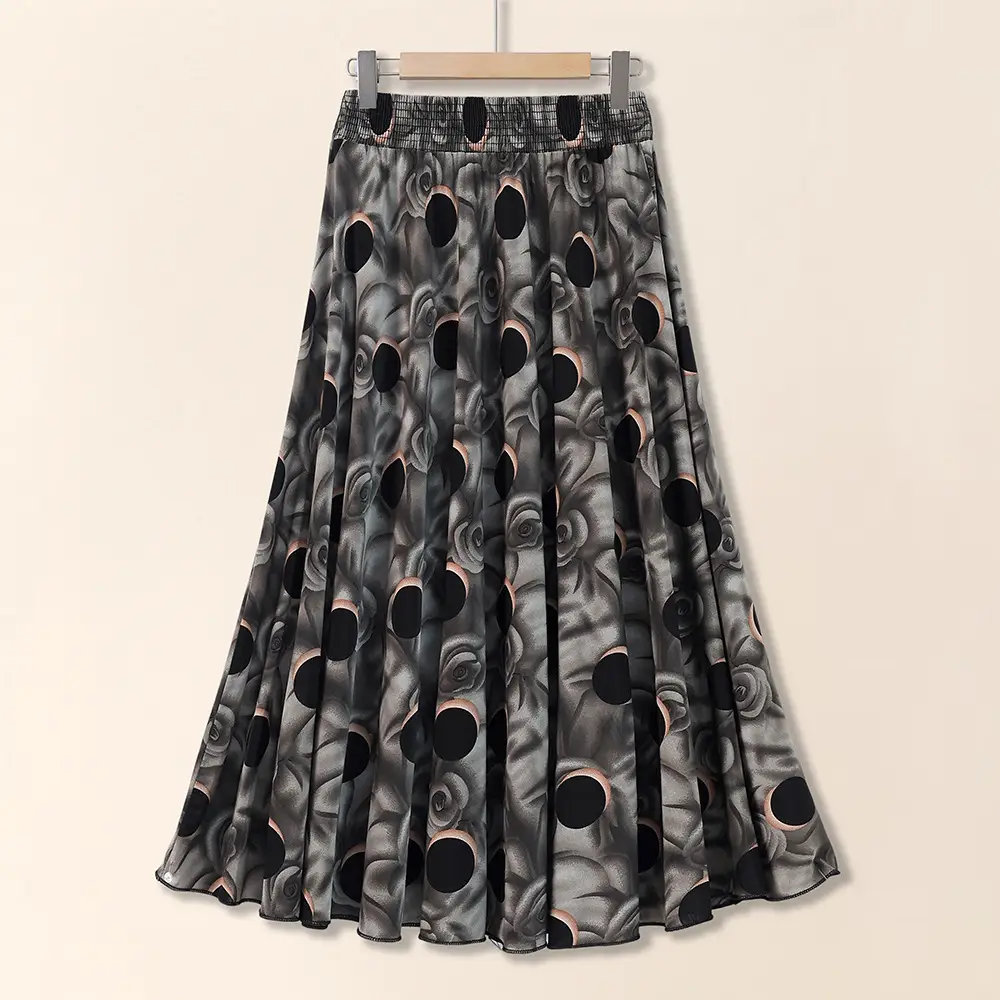 83cm Elastic Waist Draped Ice Silk Skirt for Women - Image 17