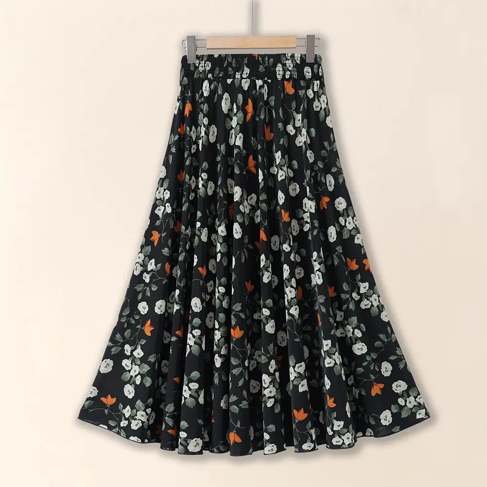 83cm Elastic Waist Draped Ice Silk Skirt for Women - Image 19