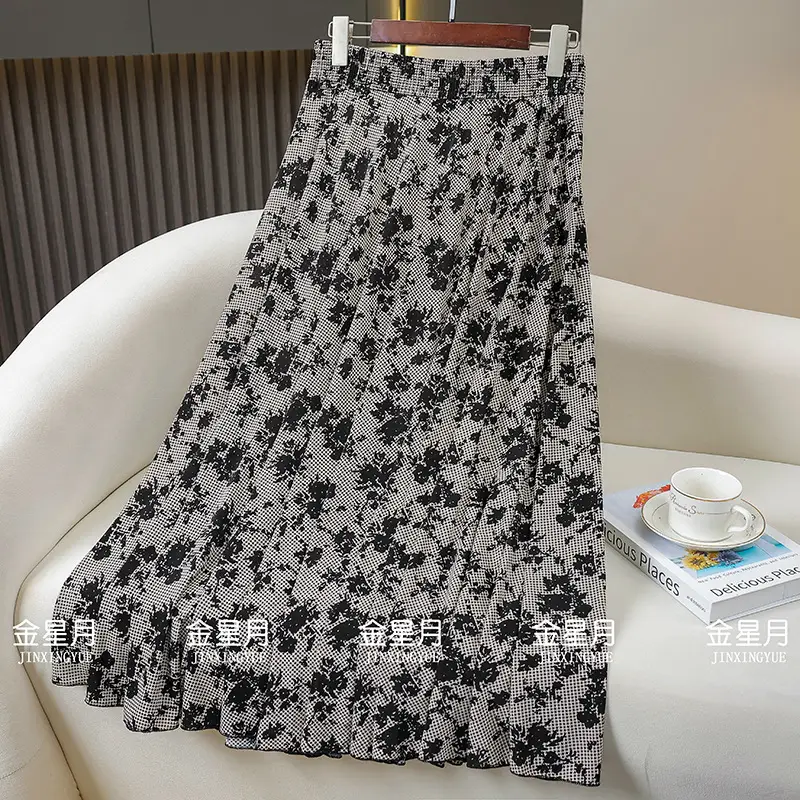 83cm Elastic Waist Draped Ice Silk Skirt for Women - Image 8