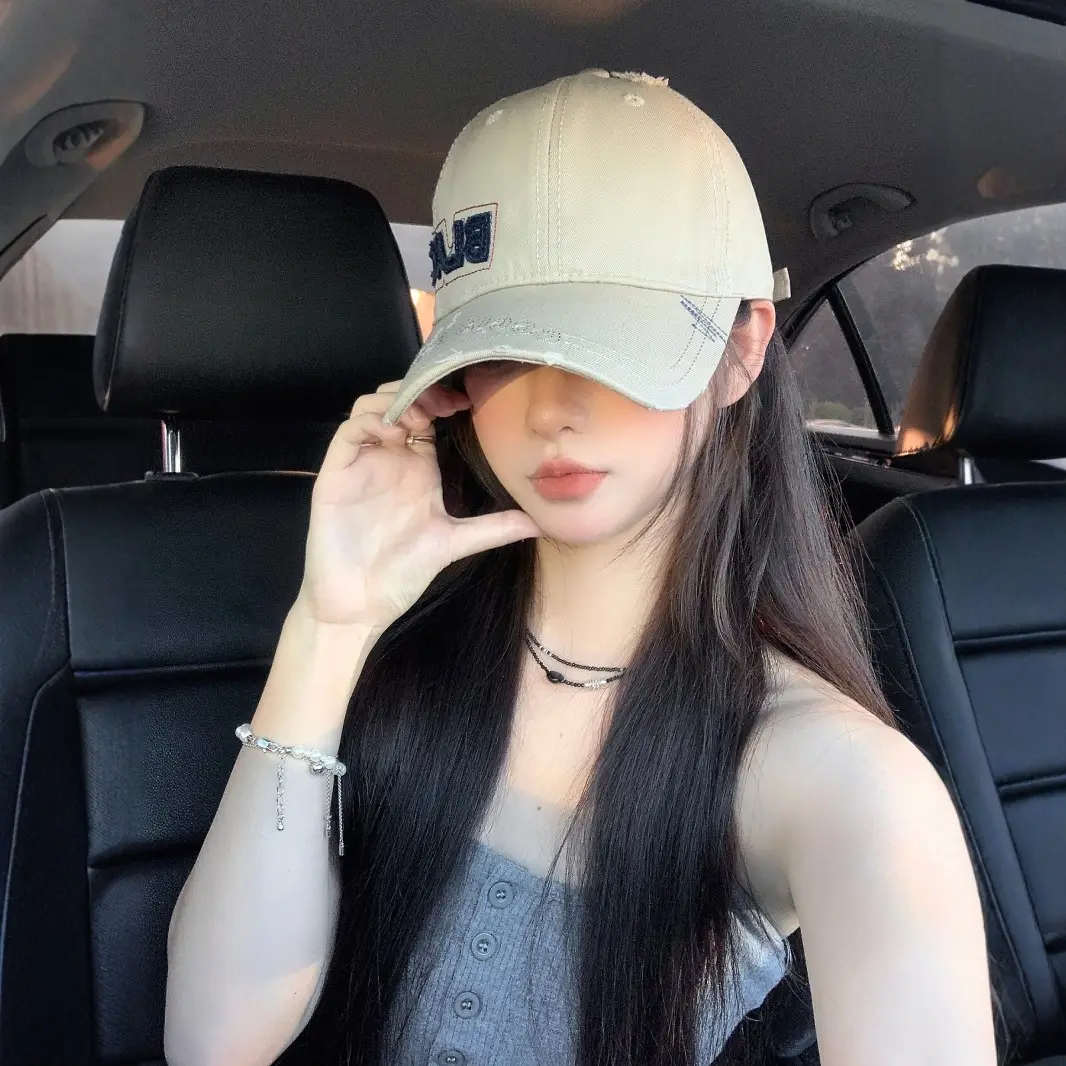 Korean Embroidered Black Letter Cap All Match - Image 7