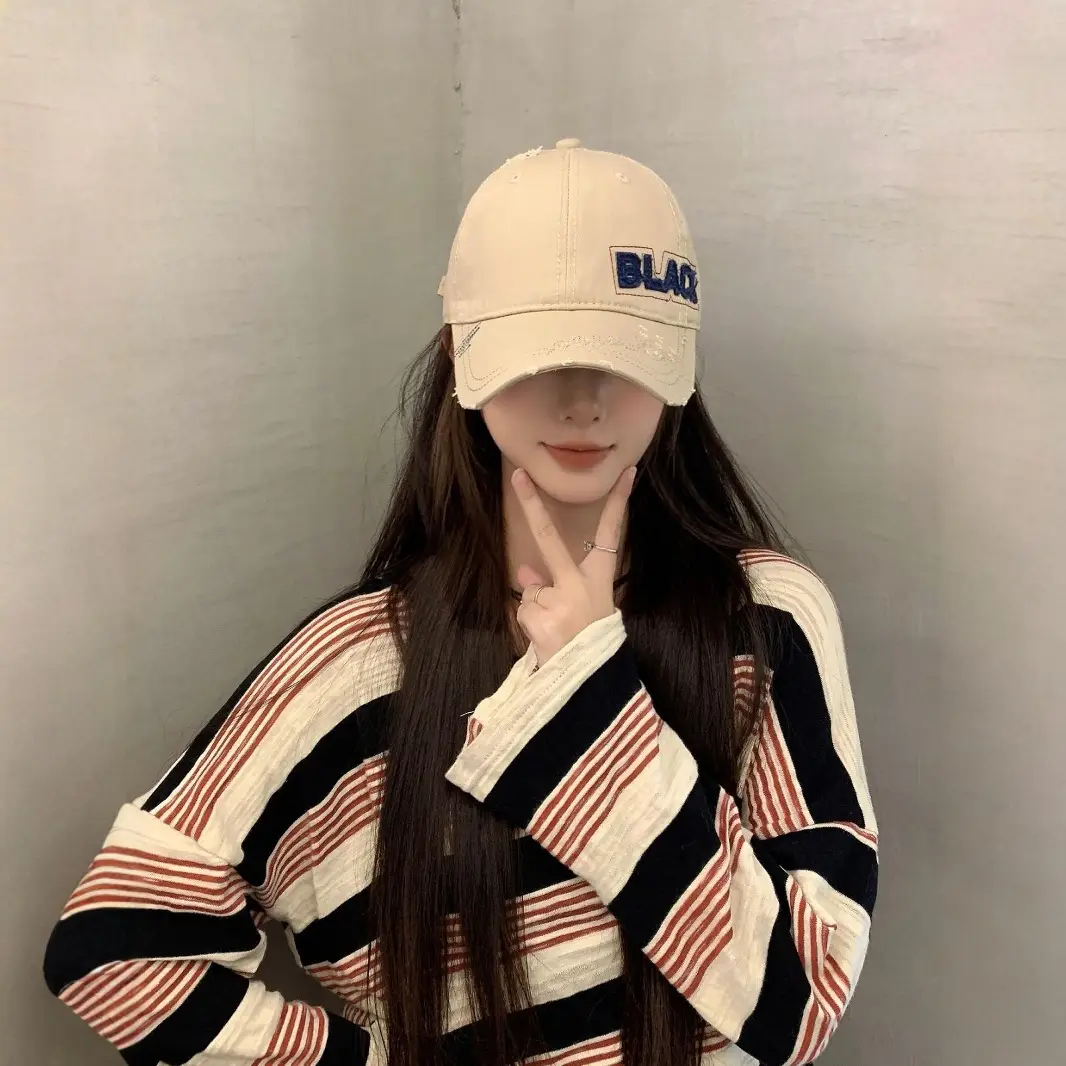 Korean Embroidered Black Letter Cap All Match - Image 9