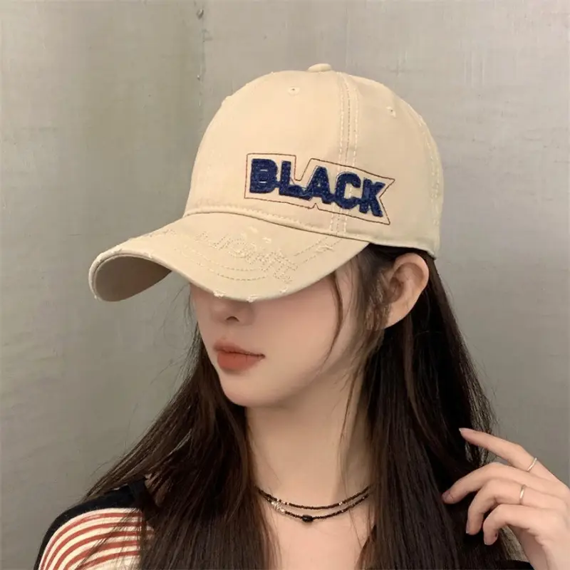 Korean Embroidered Black Letter Cap All Match — feature 1