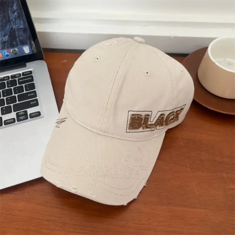 Korean Embroidered Black Letter Cap All Match — feature 10