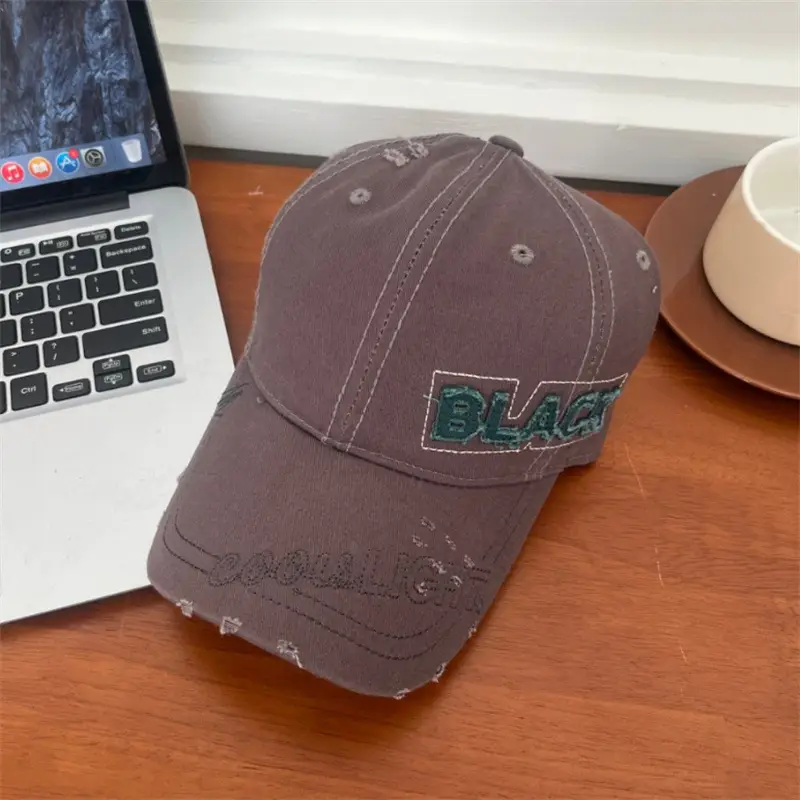 Korean Embroidered Black Letter Cap All Match — feature 11