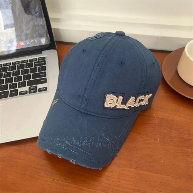 Korean Embroidered Black Letter Cap All Match — feature 12