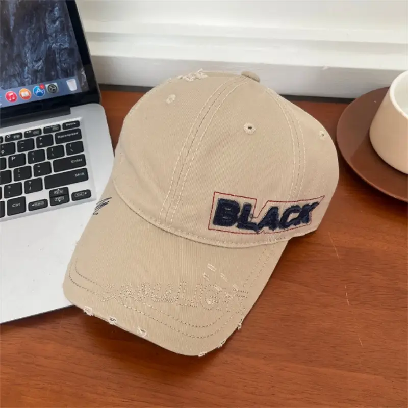 Korean Embroidered Black Letter Cap All Match — feature 13