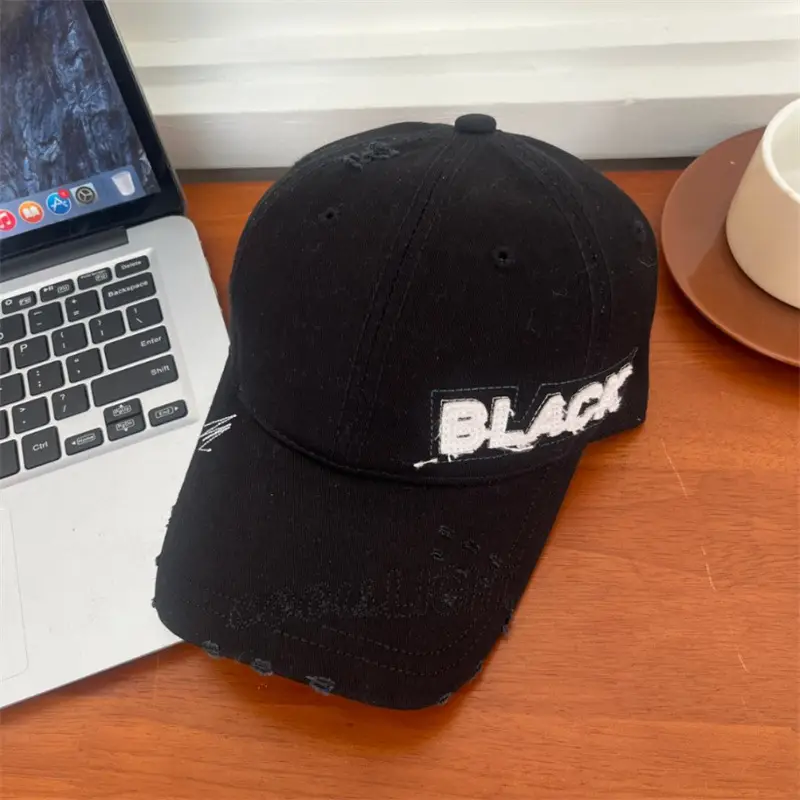 Korean Embroidered Black Letter Cap All Match — feature 16