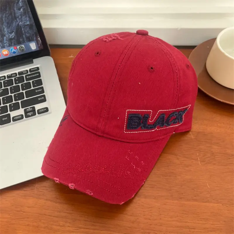 Korean Embroidered Black Letter Cap All Match — feature 17