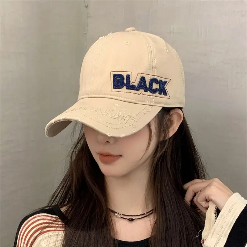 Korean Embroidered Black Letter Cap All Match — feature 3