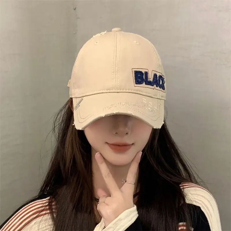 Korean Embroidered Black Letter Cap All Match — feature 4