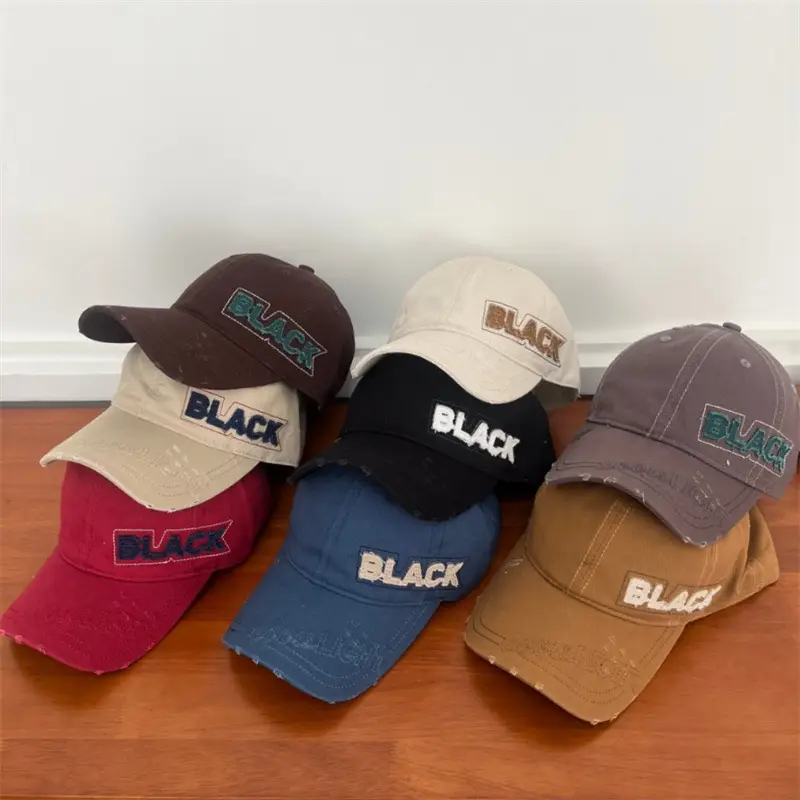 Korean Embroidered Black Letter Cap All Match — feature 5