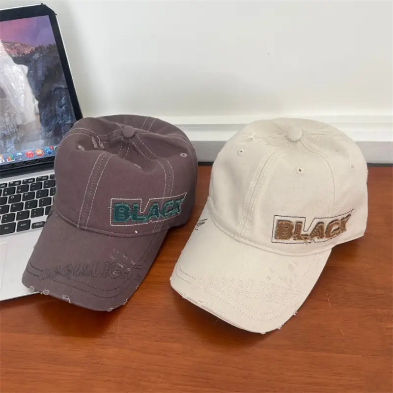 Korean Embroidered Black Letter Cap All Match — feature 6