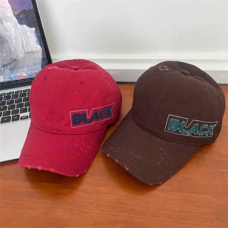 Korean Embroidered Black Letter Cap All Match — feature 7